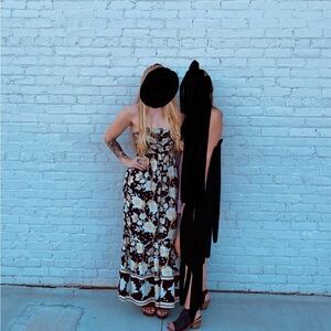 Free People Black Floral Jumpsuit